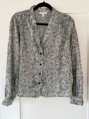 Chic Topshop Printed Scalloped Blouse; US 4